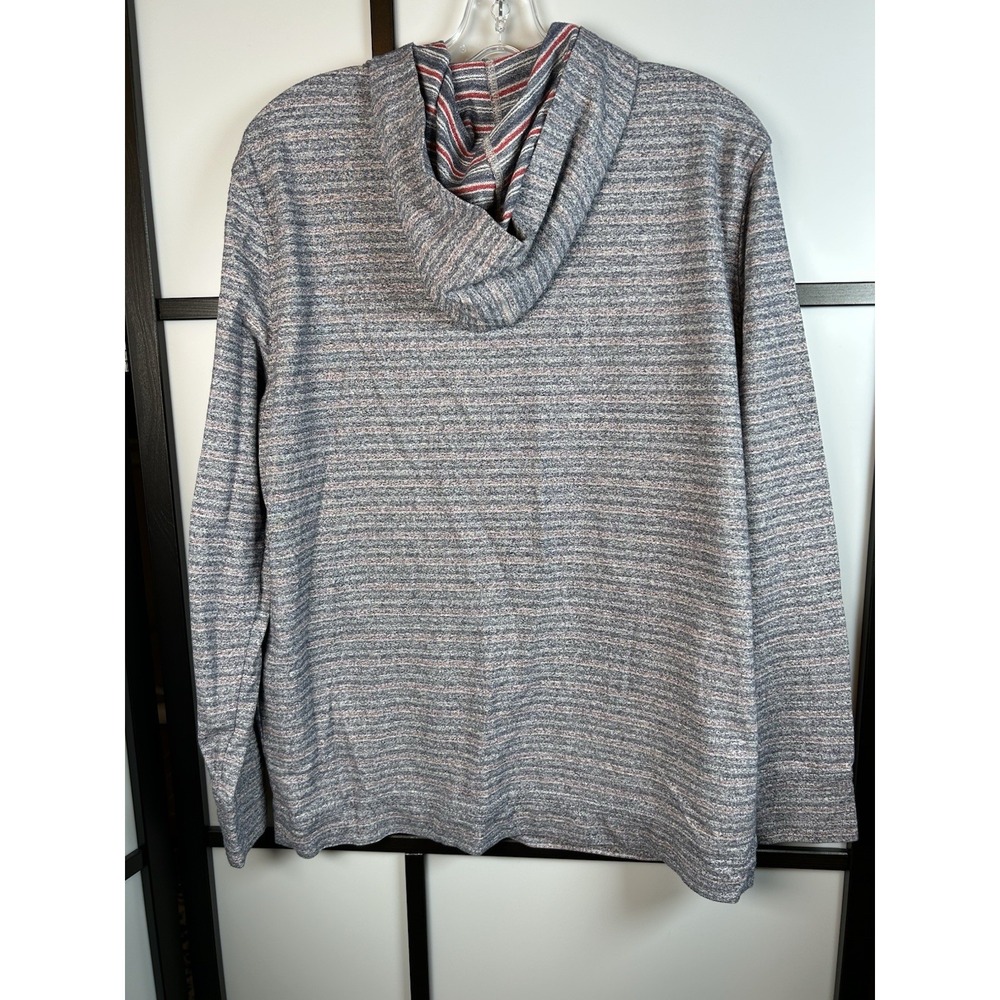 Linksoul Men's Large Reverse Stripe Hoodie Pullover Sweatshirt Gray Red Golf - Picture 2 of 9